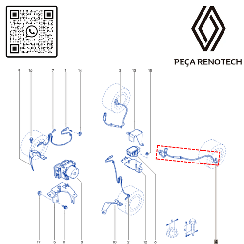 RN 07637R-X 479007637R SENSOR DO ABS TRAS. ESQDIR DUSTER 4X2 4